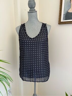 Sleeveless Sheer Navy Floral Georgette Top